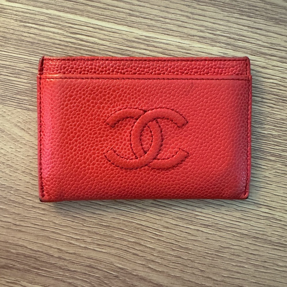 Authentic Orange caviar Chanel card Wallet. Bought at Neiman Marcus.